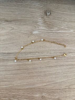 Gold Pearl Accent Chain Anklet